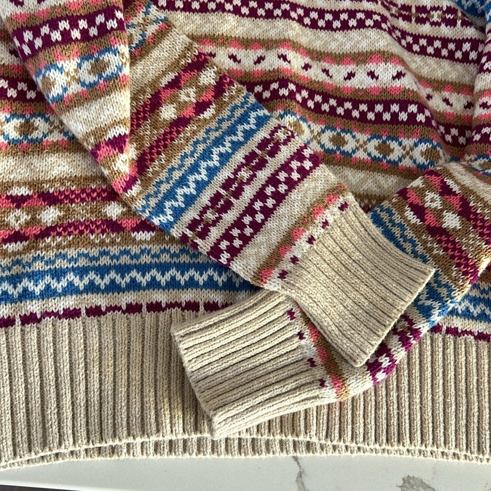 J Crew wool Fair Isle Knit Crewneck sweater size xsmall Ercu Multicolor EUC - Picture 8 of 11